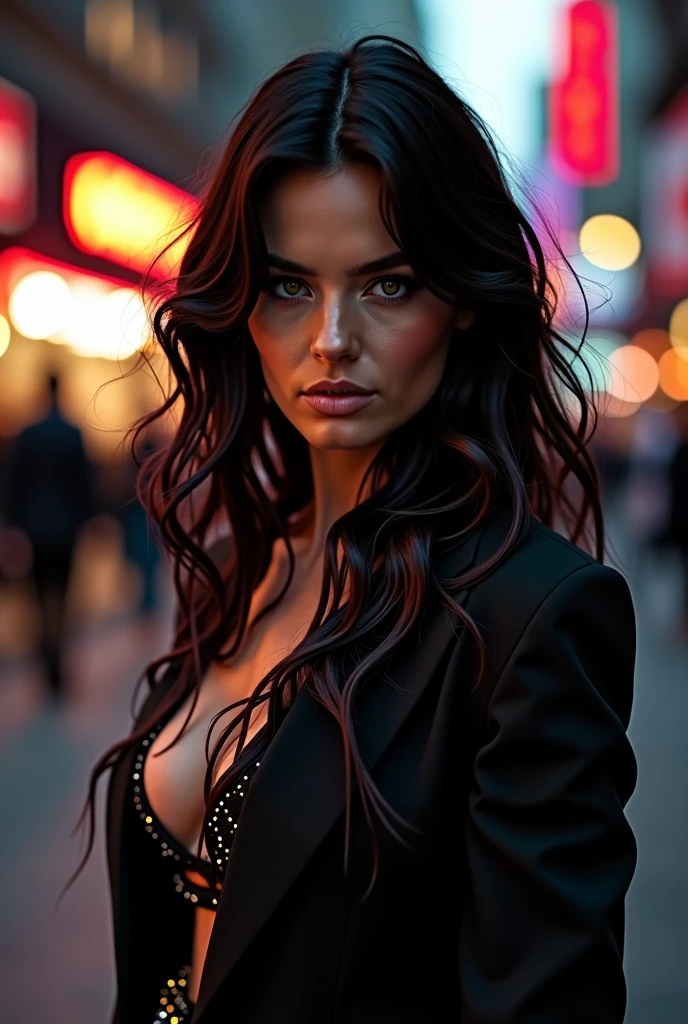 with gorgeous eyes and dark hair, out