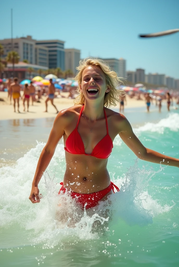 Horny white ager girl on a public beach