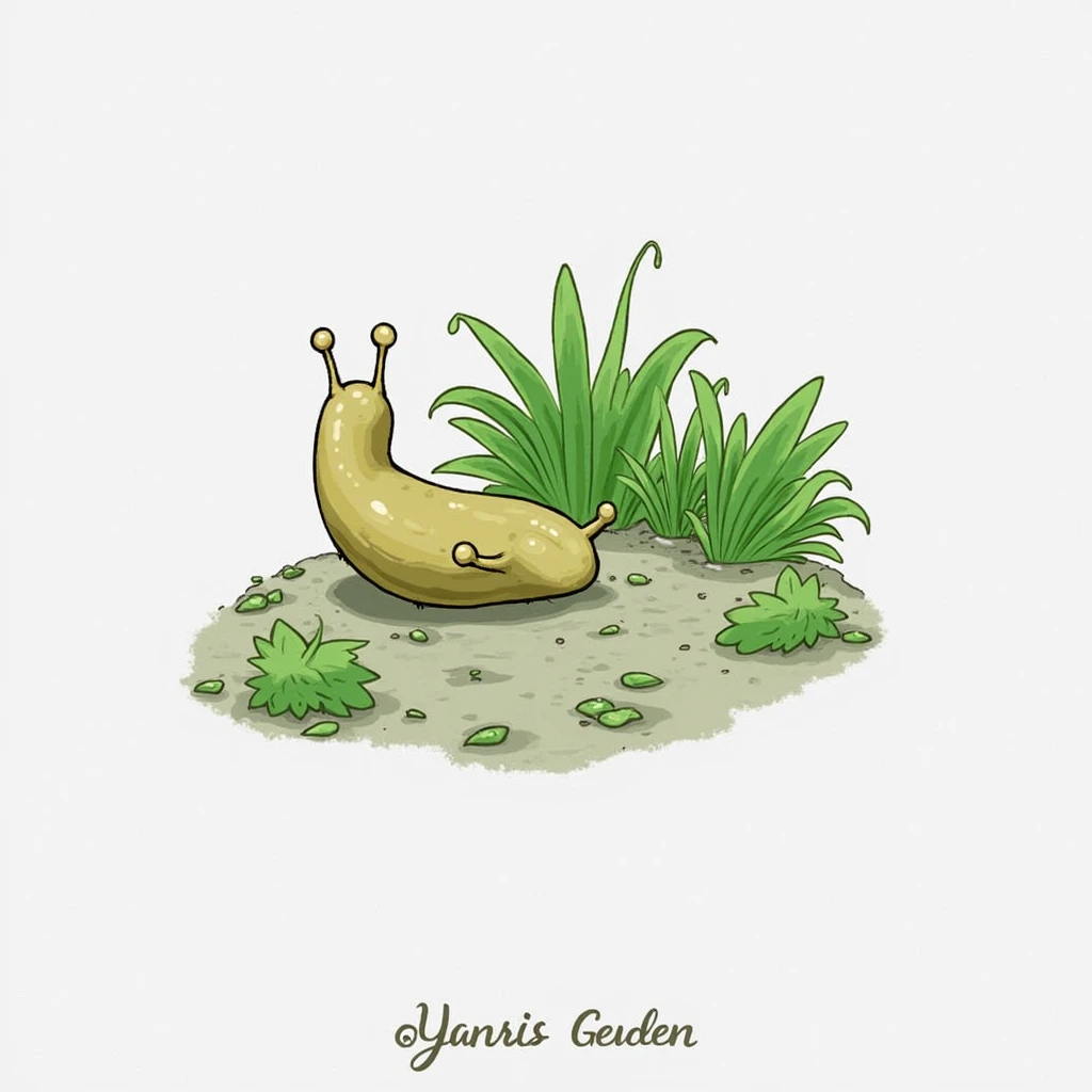 Make a realistic slug image, but in drawing, let it be simple