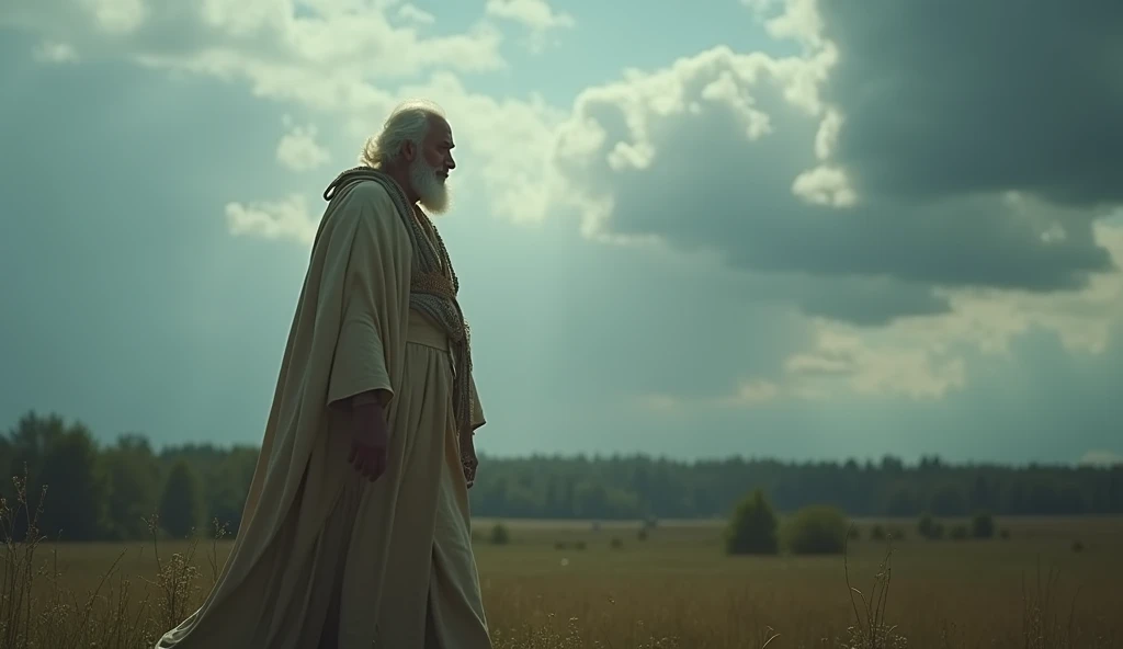 
Crie uma imagem realista e sóbria de Enoque caminhando ao lado de GOD, as described in the Bible. The scene should capture a serene environment, with a natural landscape in the background, like a quiet forest or an open field under a cloudy sky. Enoch must be represented as a man of advanced age, with an expression of reverence and wisdom. GOD, although it should not be shown literally, can be symbolized by a soft light or an ethereal presence that emanates serenity and divinity. The color palette should be discreet and harmonious, with shades of blue, green and gray, transmitting a feeling of peace and contemplation. The image should evoke a moment of deep spiritual connection, suitable for a YouTube video exploring themes of faith and spirituality.