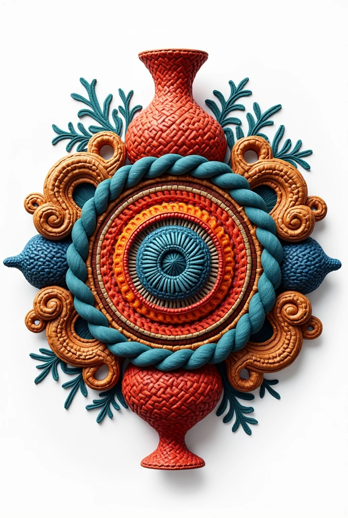 Crafts such as weaving, ceramics, basketry in a single graphic element, as a single logo