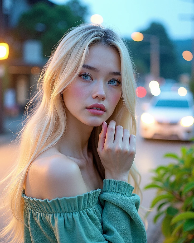 super realistic, highly detailed, sexy, young,european blonde, medium breasts, blue eyes, 26 years old, iPhone 14 Pro Max camera, Merger_mati_catentes, (twilight:1.2) , (soft lighting:1.2), (japan:1.2), photorealistic, raw, textured skin, skin pores, intricate details, epiCRealism