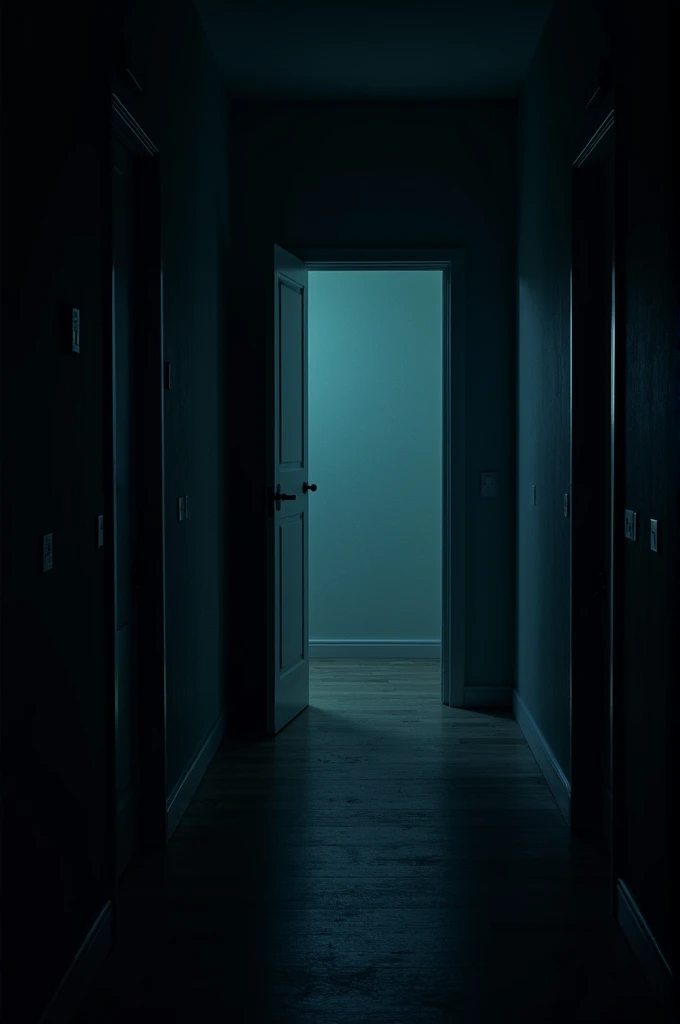 A dark room at night