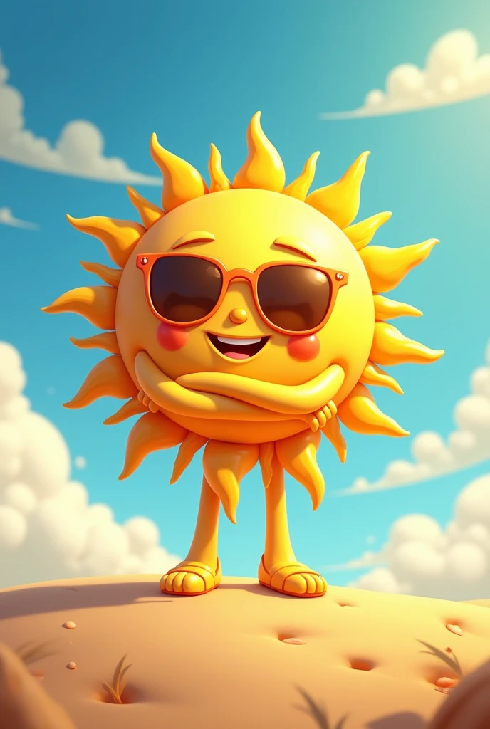 Create a sun with crossed arms using sunglasses