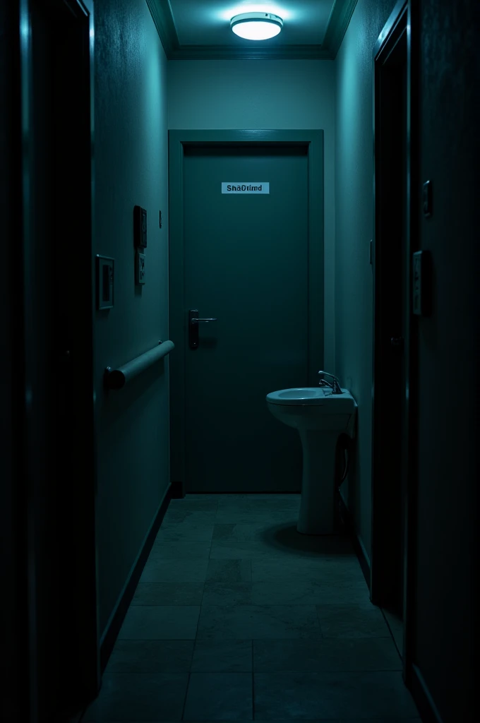 A dark room at night