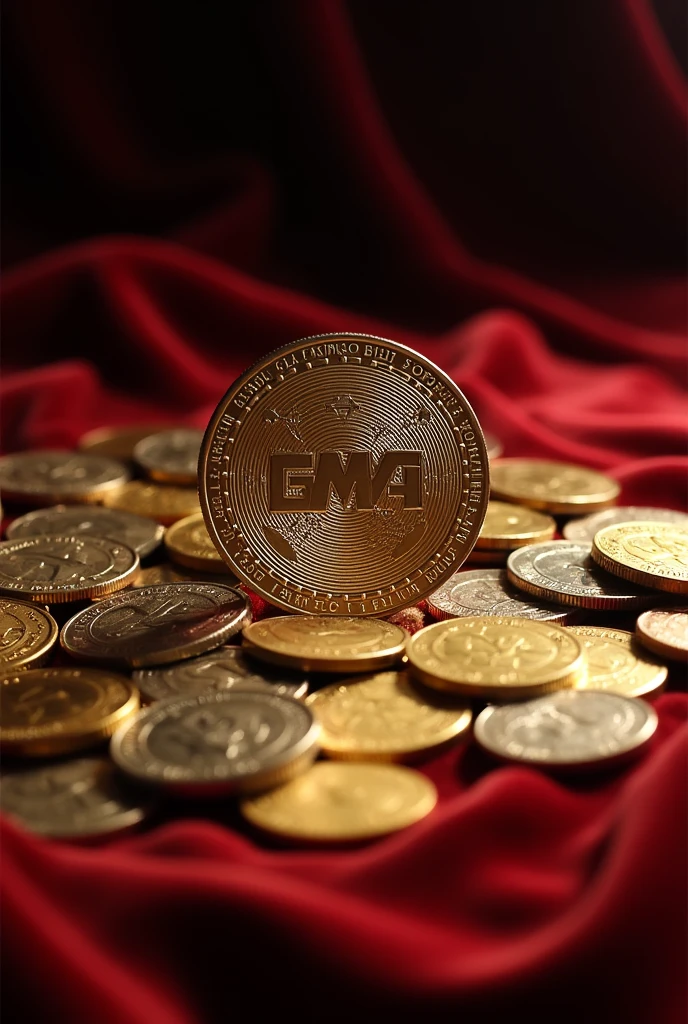 many coins and one that stands out with the logo "GMA"