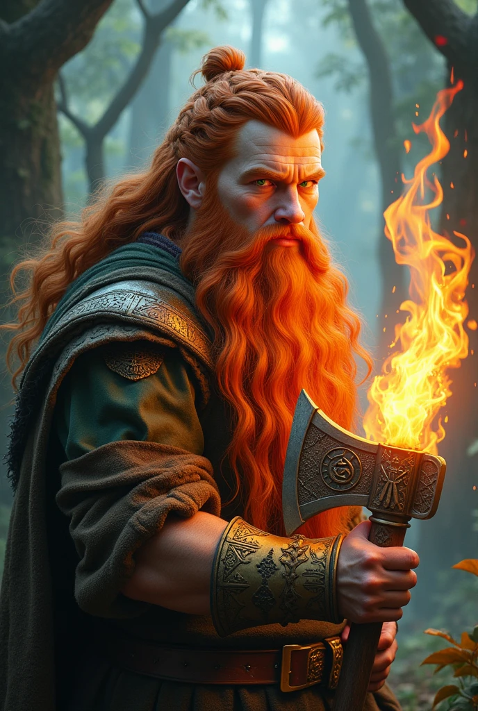 Create a Dwarf Man Elf with Fire Hair In Drawing 