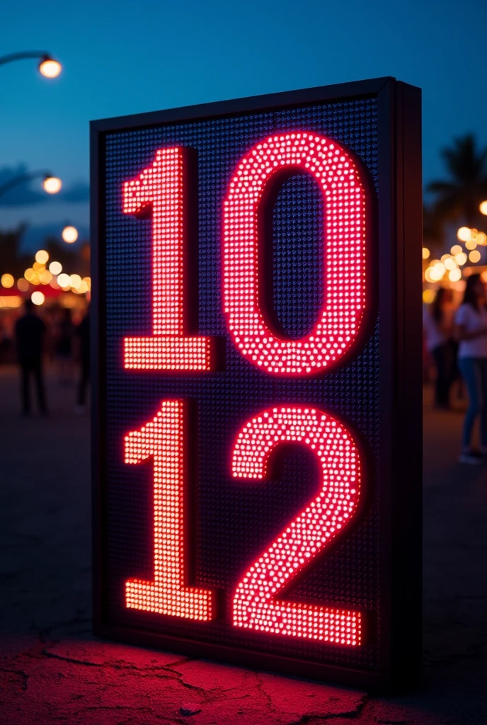 numbers 10, 11 and 12 on a front led board