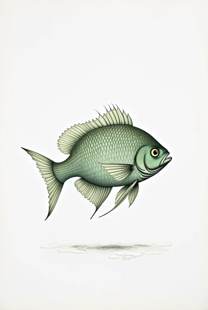 Make a realistic fish image, but in drawing, let it be simple
