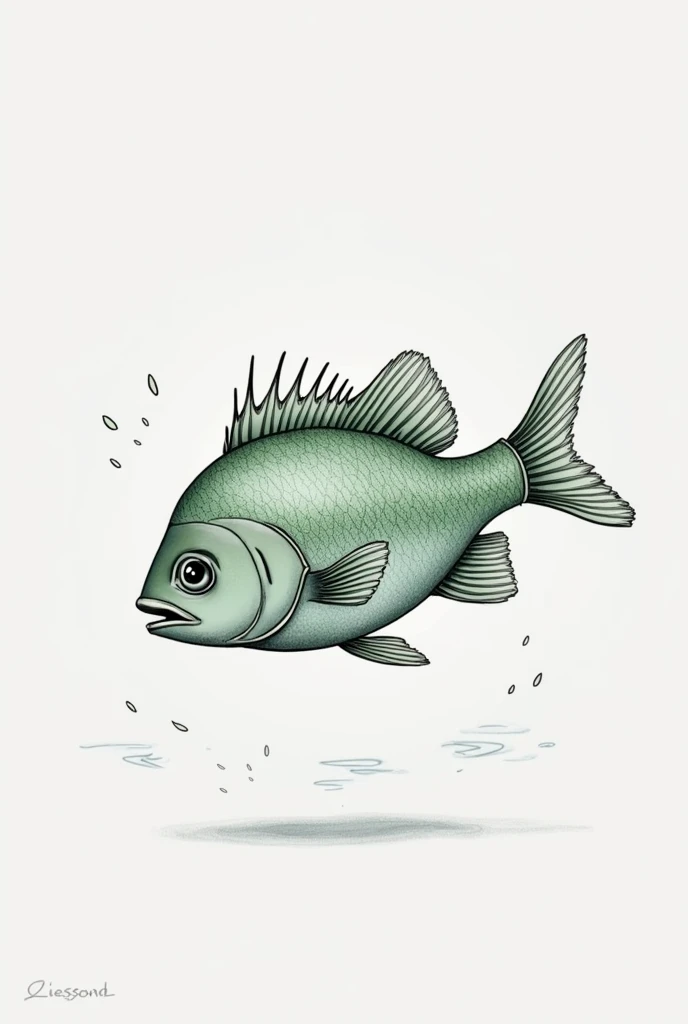 Make a realistic fish image, but in drawing, let it be simple 