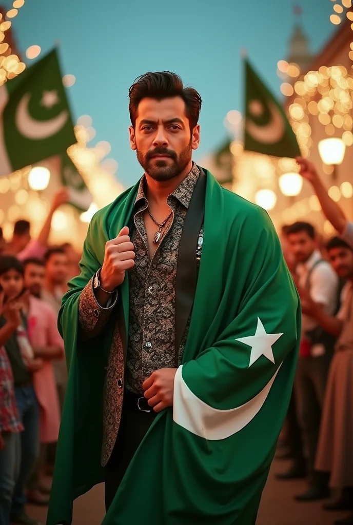 Bollywood  actor Salman Khan with Pakistani flag