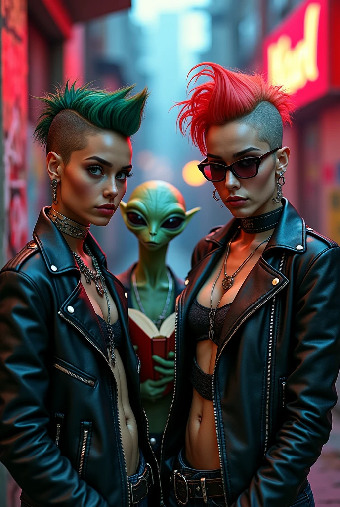 2 punks,an alien and a woman with glasses