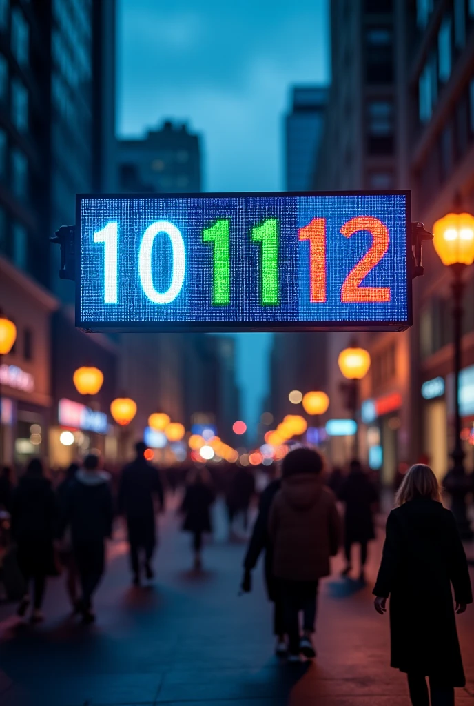 numbers 10, 11 and 12 on a front led board
