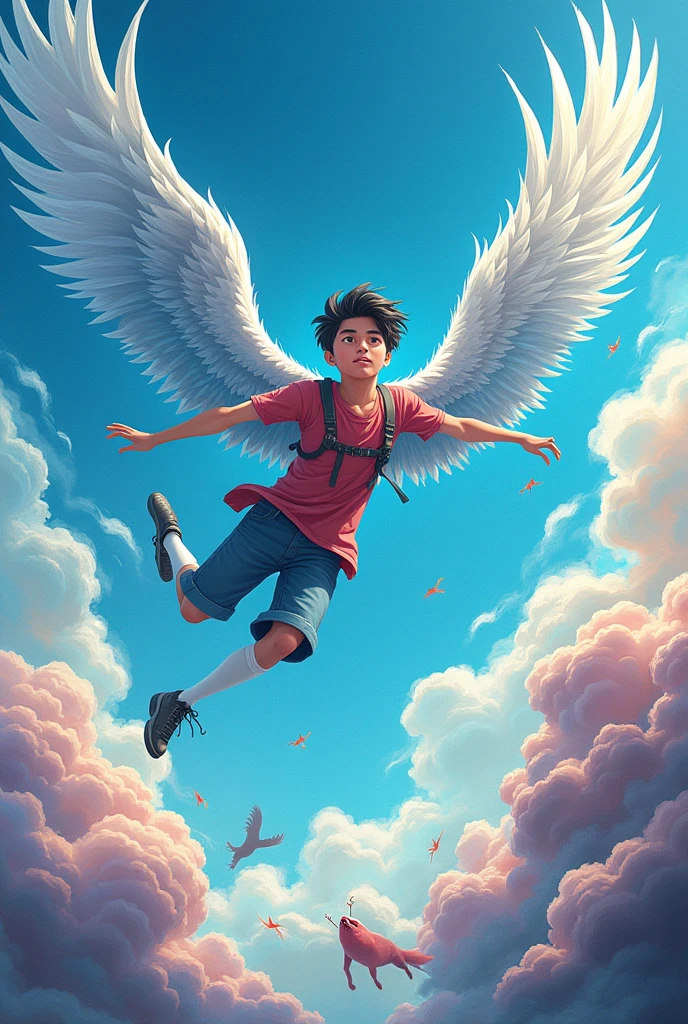 cartoons of Cha Hyun-soo with his wings "Sweet Home"