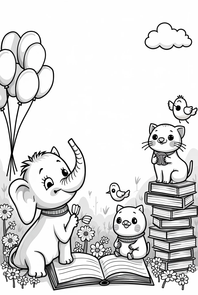 Image à colorier en noir et blanc pour enfants
T’as de livres et de cahiers