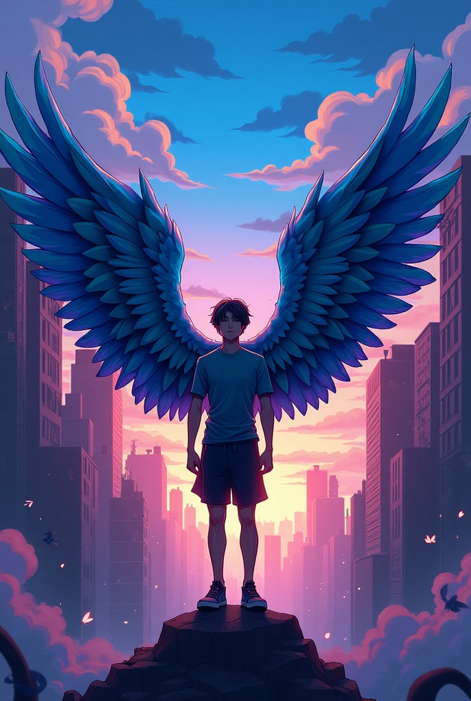 cartoons of Cha Hyun-soo with his wings "Sweet Home"