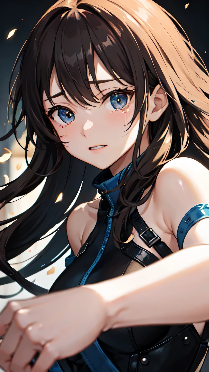 ((Highest quality)), ((masterpiece)), (detailed), One person, Almond Eye,You are an adventurer、On an endless journey, Overcoming the pain and tears, The figure moving forward in search of light, Shining brighter than anyone else, *You are an adventurer, on an endless journey* ,Close up of face