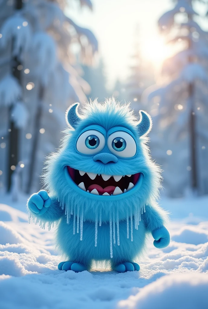 Friendly smiling ice monster