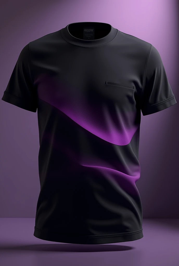 The front of a plain black interclass t-shirt with dark purple gradient, with a lot of purple