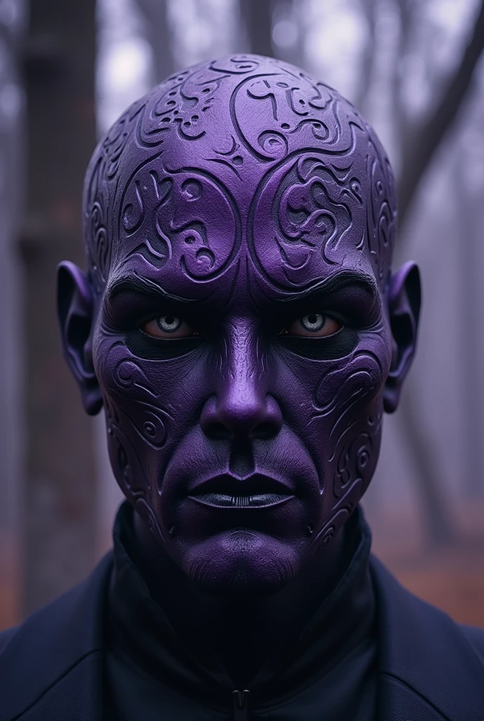 A male mask with dark purple color