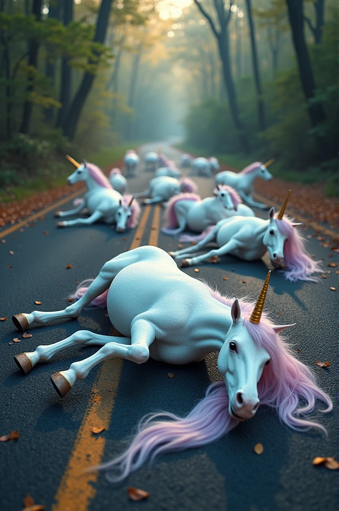 Unicorns crushed by car wheels