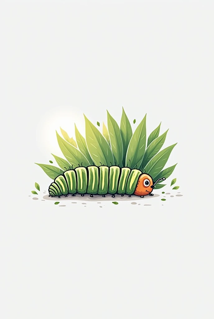 Make a realistic caterpillar image, but in drawing, let it be simple 