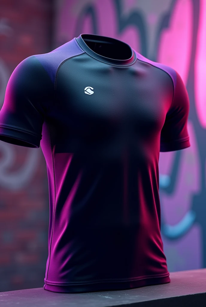 Make a sports shirt that I can customize, being black and purple gradient (正面)
