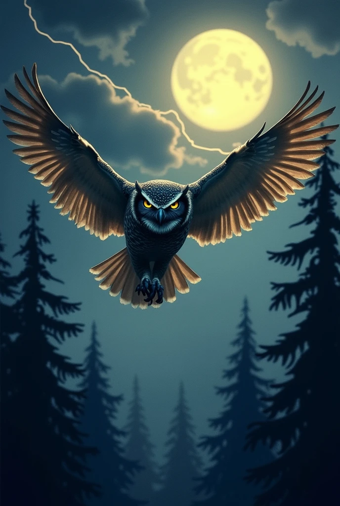 Angry owl flying
