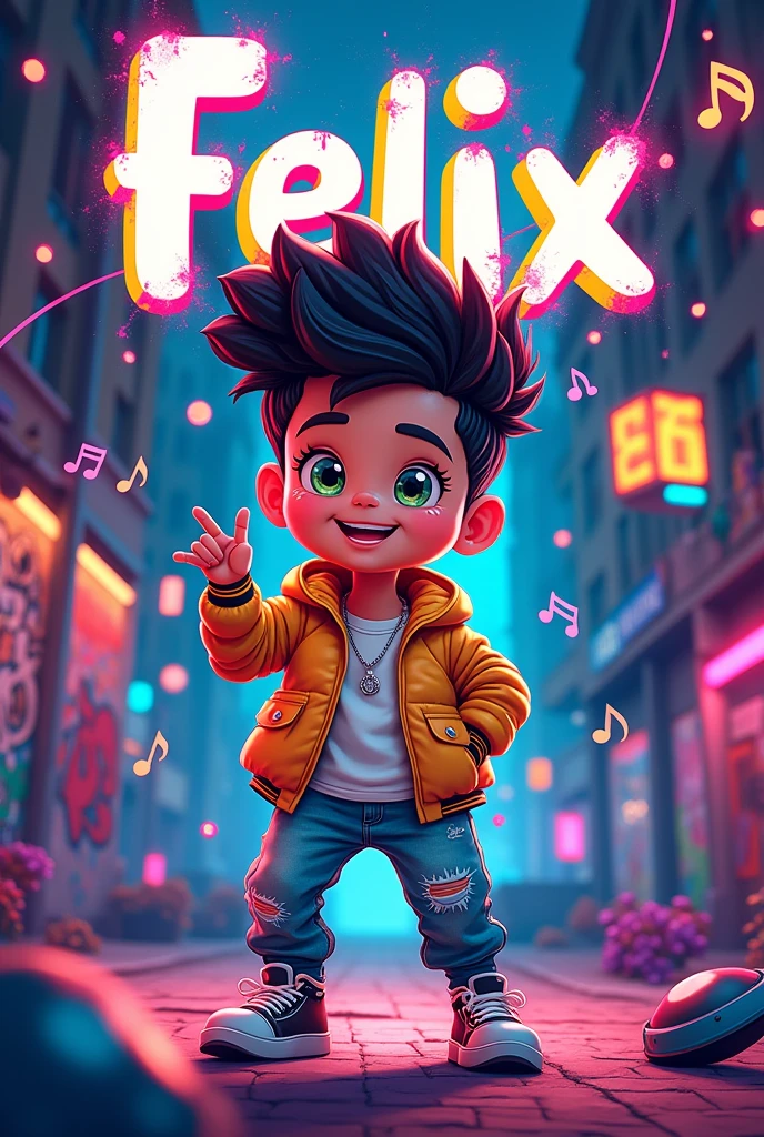 Felix from Stray kids kpop in cartoons and have his name in my images