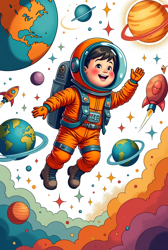 Space Adventures – Planets Coloring Pages, stars and spaceships.