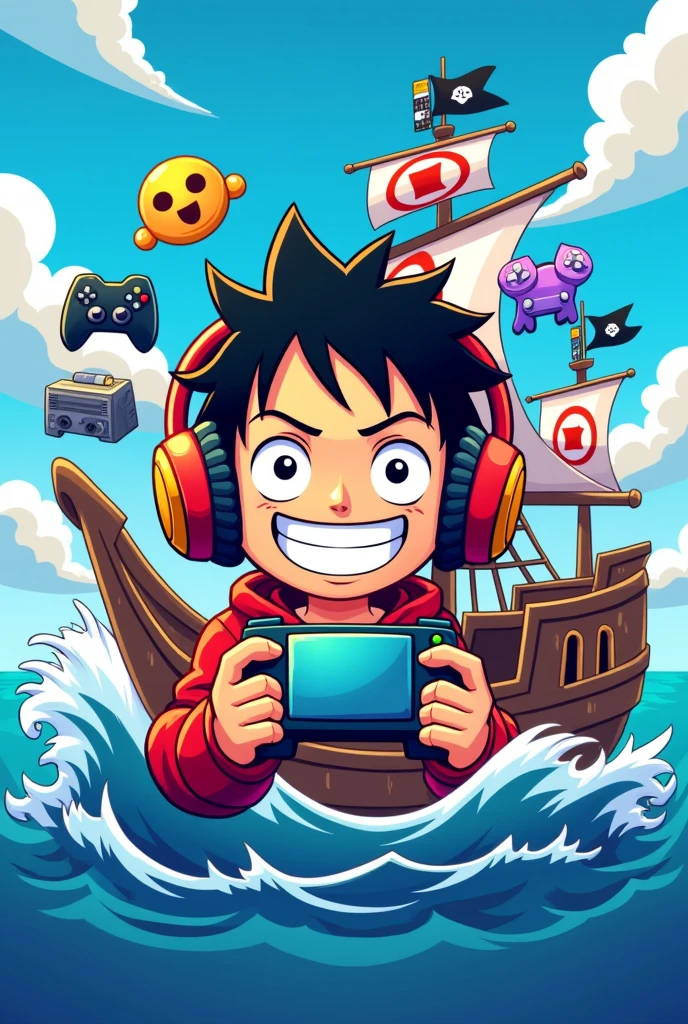 Gaming Youtube channel Logo, Title- innanaXgamer, logo style - One piece anime joyboy