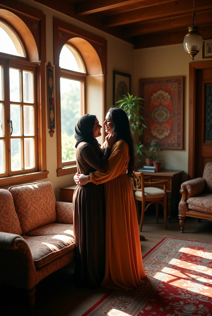 Mariam went to alishba and hug her in old traditional house