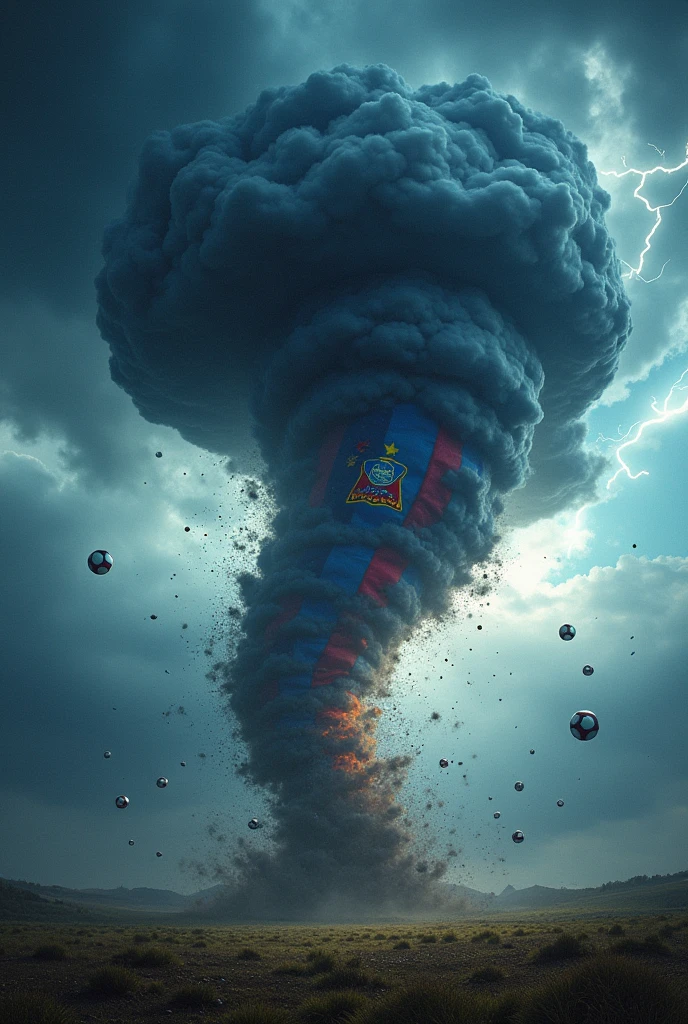 A tornado wearing the shirt of the Cerro Porteño club from Paraguay