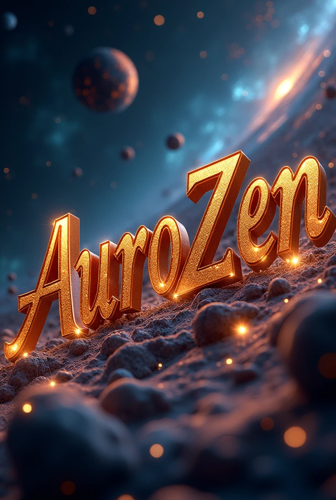 Create a 3D image about the bronze and the full name of AuroZen 