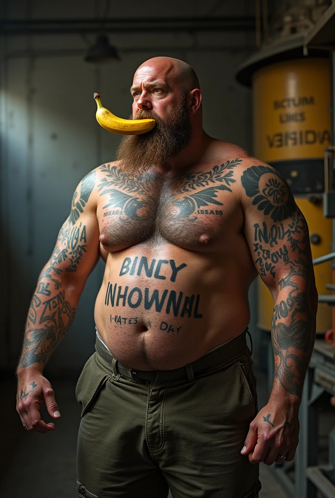 banana in the mouth,tatoo,oily fat fighter,Seeding press,Dirty talk graffiti on the body、Seeding press,aged 50,(work of art, best qualityer:1.2),,big chap,mature woman、big-ass,armpit hair、
,muscular、busty,(hentai:1.3)