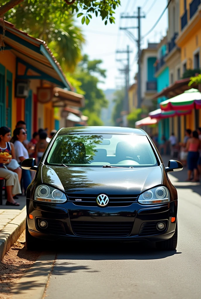 From the Brazilian automotive scenario, make a Volkswagen Golf black version/silver of the year 2005