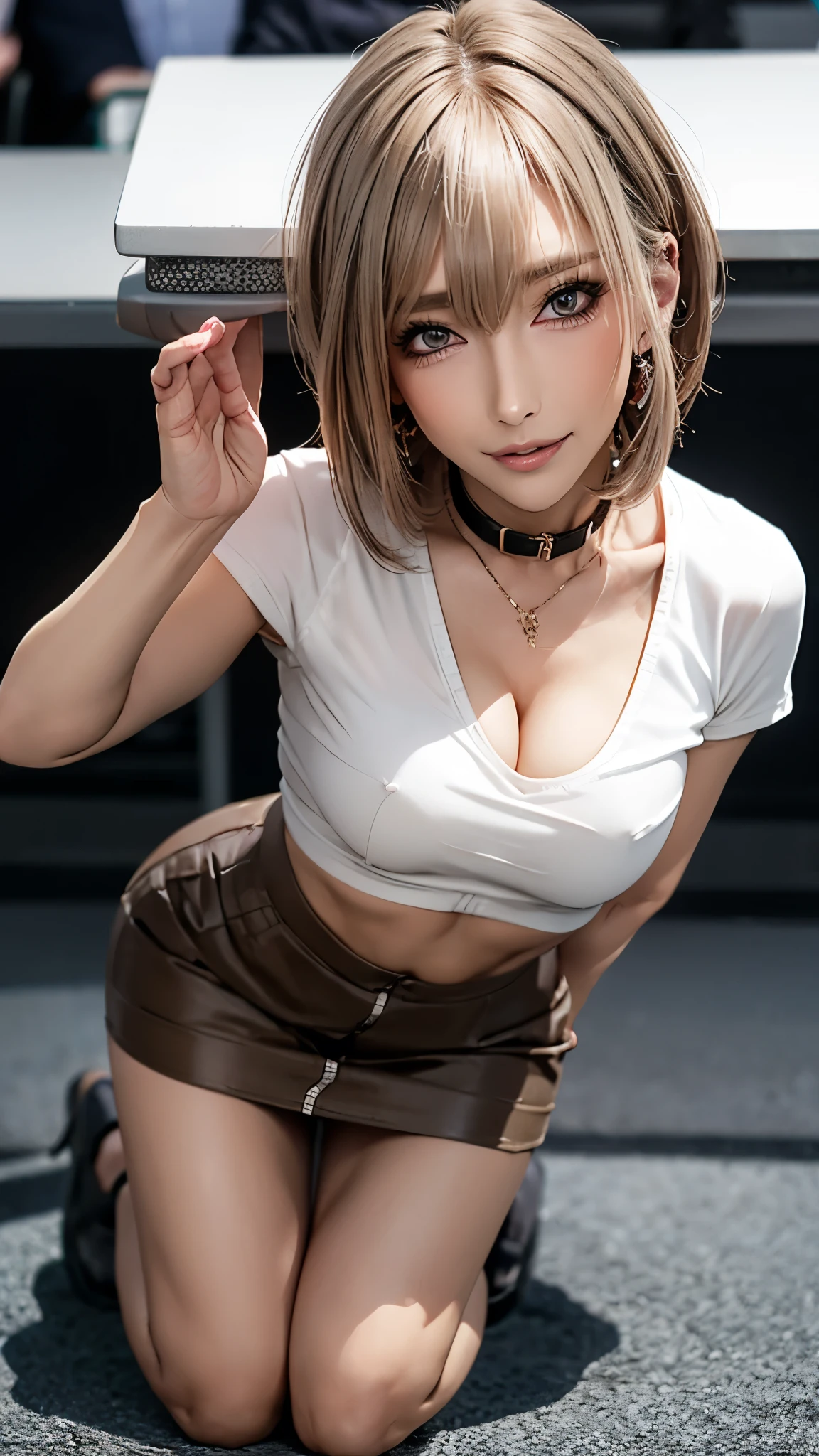 wearing a short miniskirt、hole々And Dominant Beautiful Mature White Women, The thighs are thick and large, He is small, A skinny boy in pants and uniform is kneeling., Who's afraid in the office?
Show your panties,