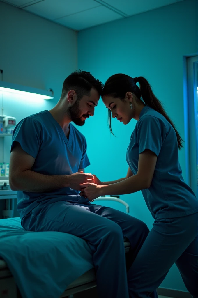 Sexy nurse with male patient
