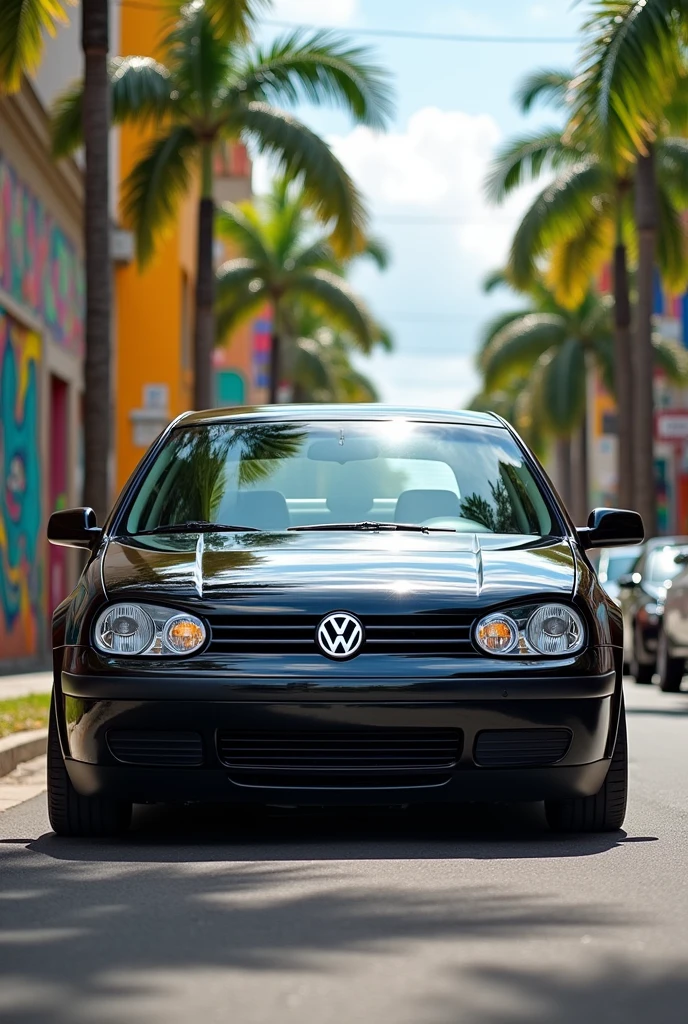 From the Brazilian automotive scenario, make a Volkswagen Golf black version/silver from the year 2000