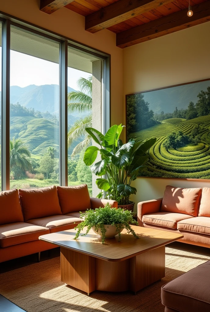 GIVE ME A PICTURE of the interior of a waiting room AT A SPECIALIZED ORTHOPEDIC HOSPITAL for coffee farmers