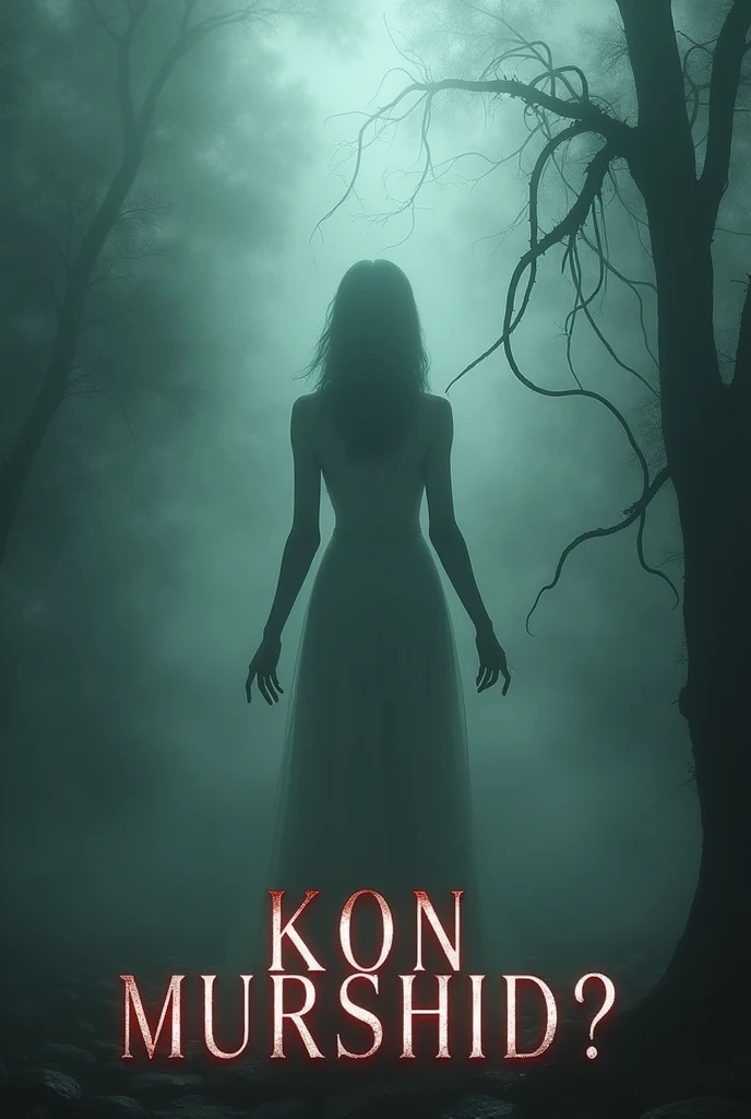 The words "Kon Murshid ?" written in large letters at the bottom of the screen, Mysterious Fog, Symbols of death appearing from the mist, reaching out to grab you, an ominous atmosphere, a production that stirs up anxiety and fear, ((masterpiece, highest quality, Highest image quality, High resolution, photorealistic, Raw photo, 8K)), ((Extremely detailed CG unified 8k wallpaper)), (huge stunning goddess shot, very hot and sexy, jaw-dropping beauty, perfect proportions, beautiful body, slim body beauty:1.4), 