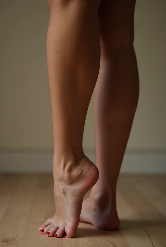 Woman with her feet open and her  