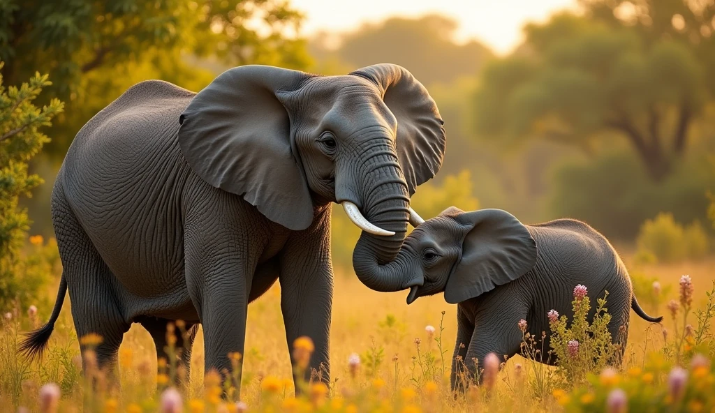 Create a detailed image of two elephants, with one elephant having its trunk inserted into the rear of the other. The scene should be captured with a Canon DSLR camera in 4K, highlighting high definition, vibrant colors, and natural lighting that enhances the details of the elephants' skin and the surrounding environment."