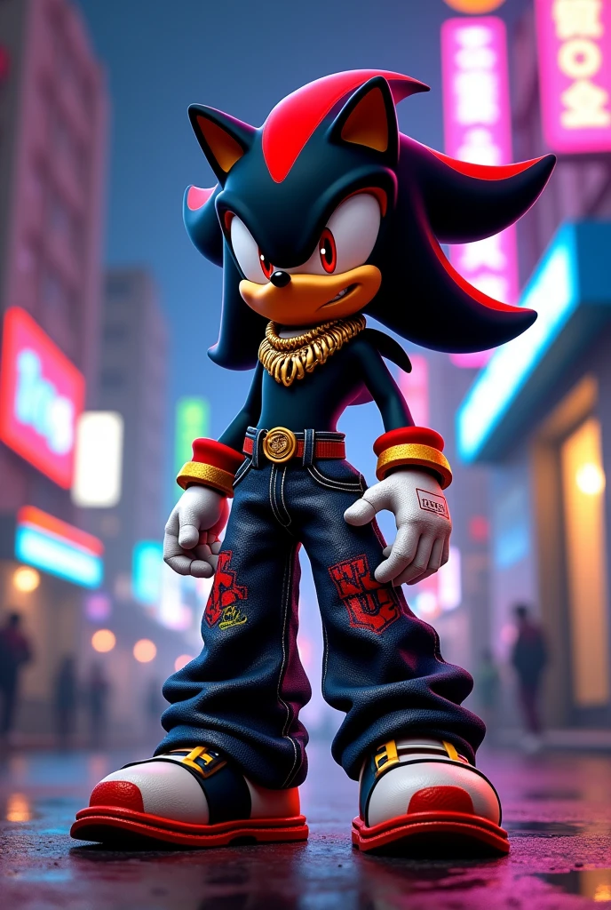 hazme un shadow the hedgehog con ropa de rapero
