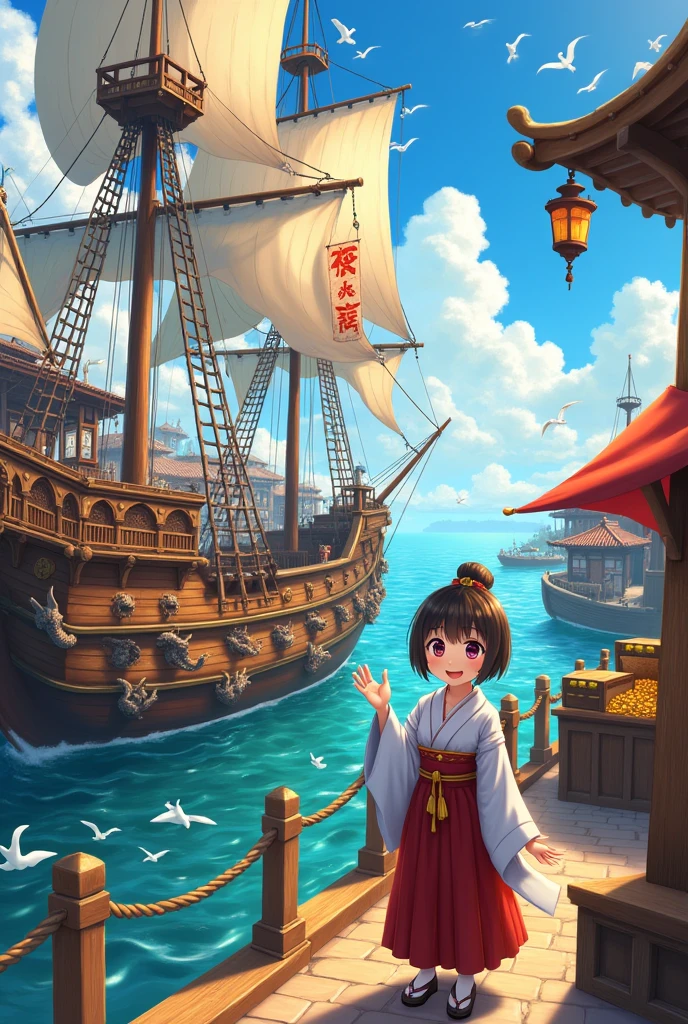 Japanese hello and pirate ship