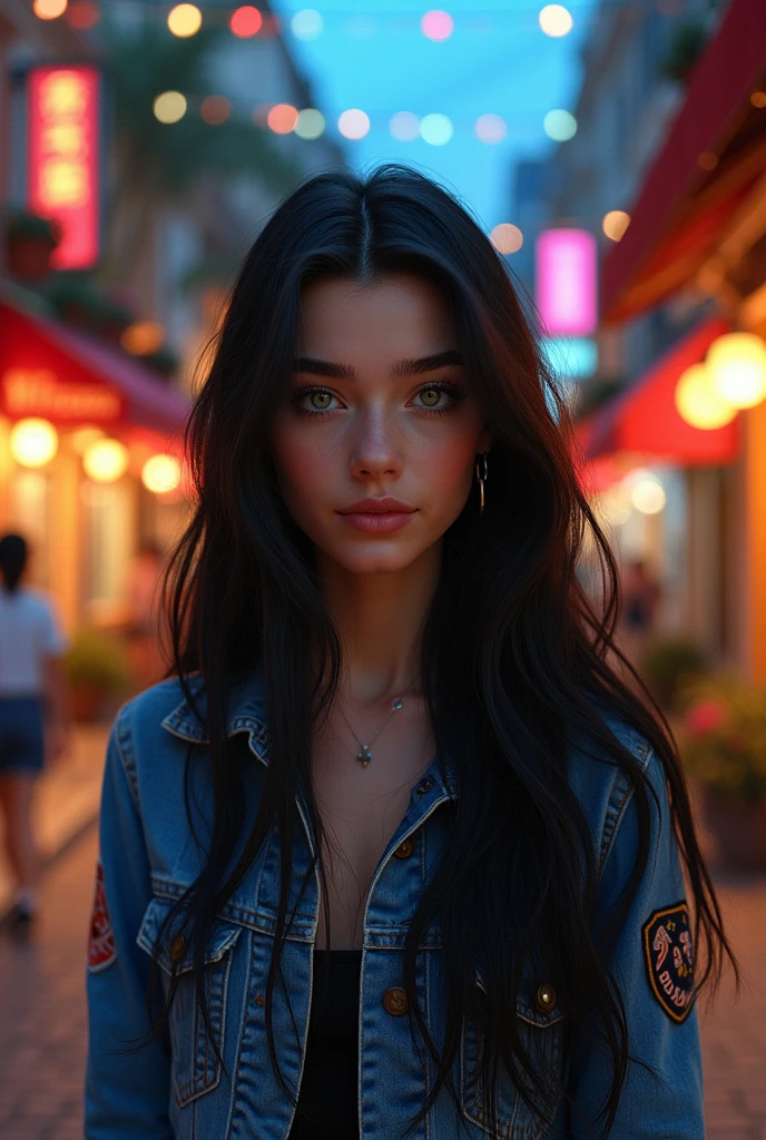 22 year old white middle age girl long black hair