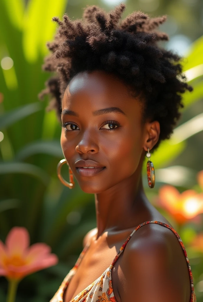 photo ultra réaliste d'une jeune femme africaine magnifique