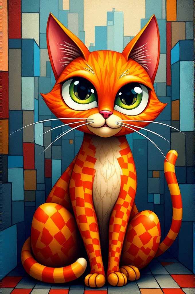 Orange cat cubism