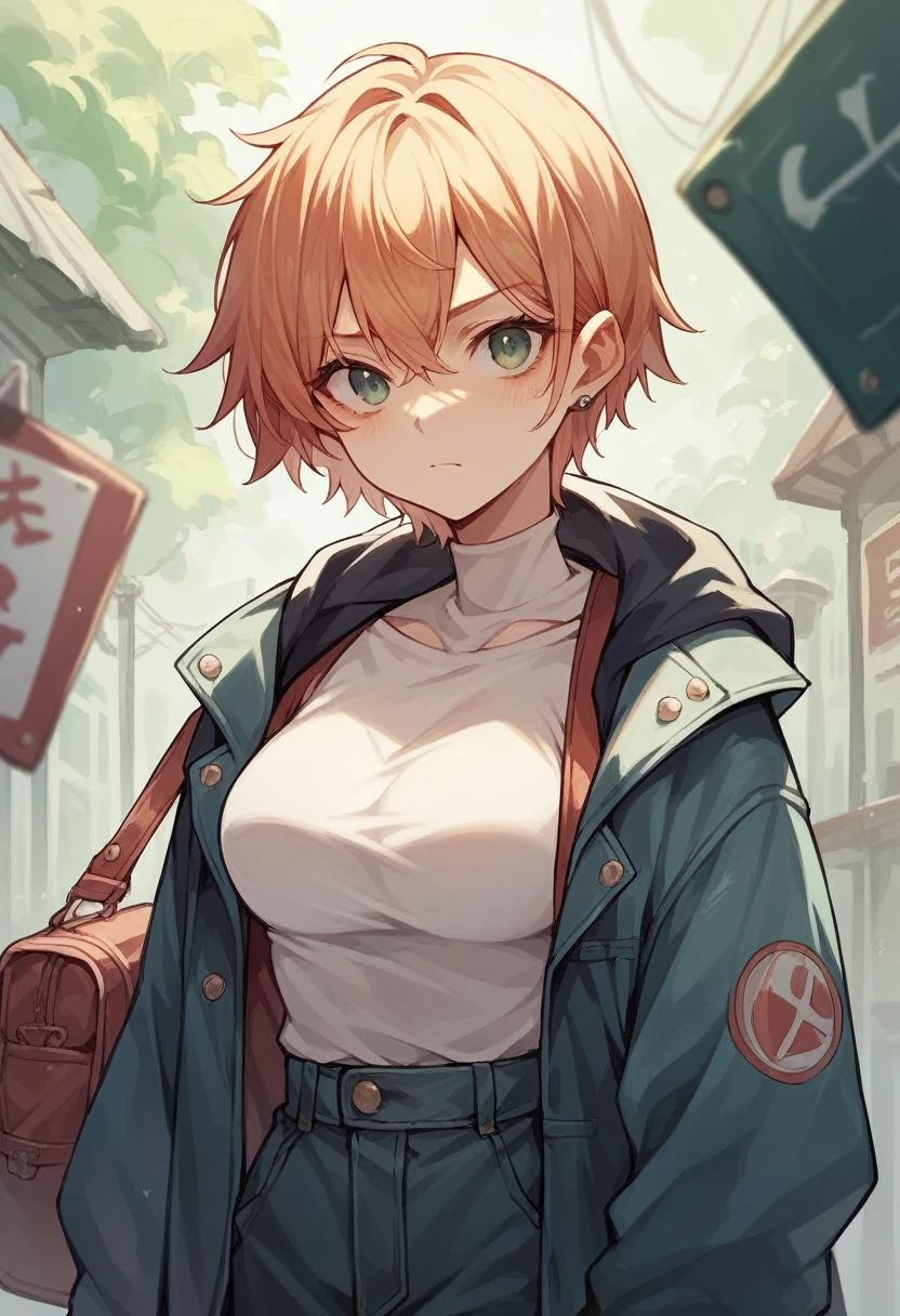 girl shooting zombies in anime style