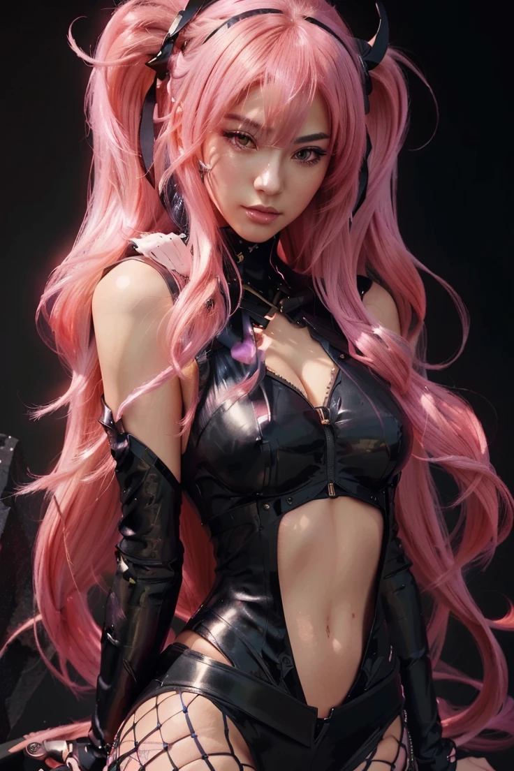 a close up of a woman in a black outfit with pink hair, extremely detailed artgerm, ig model | artgerm, seductive anime girl, style artgerm, 8k high quality detailed art, artgerm. anime illustration, style of artgerm, artgerm and rossdraws, artwork in the style of guweiz
